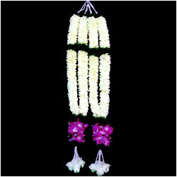 "White petals with purple Orchids Garlands ( 2 garlands) - Click here to View more details about this Product